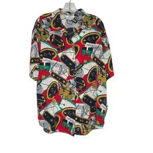 Vth 90's Nautical Naval Sailing All Over Print Shirt Womens sz 12 Navy Coastal